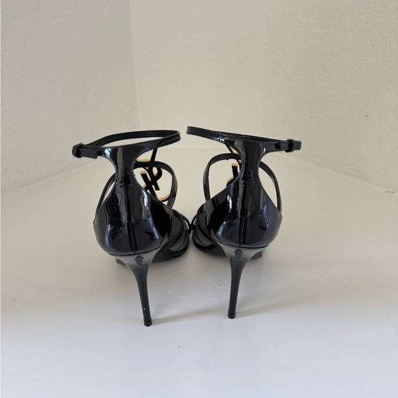Saint Laurent Cassandra YSL Black Patent Sandals - Size 8 - Picture 10 of 13